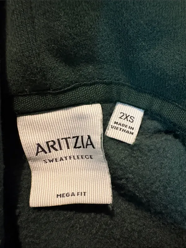 Aritzia 2XS Dark Green Sweatfleece Mega Fit Hooded Pullover - Image 3