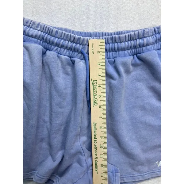 White Fox Sweat‎ Shorts Womens L Blue Rainbow Logo Drawstring Loungewear Cozy - Image 5