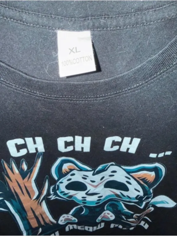 Horror Cat "Ch Ch Ch Meow" Jason Voorhees Tee XL - Image 3