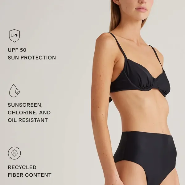 NWT Quince Women's Italian Demi Bikini Top Black Size Medium - Image 3