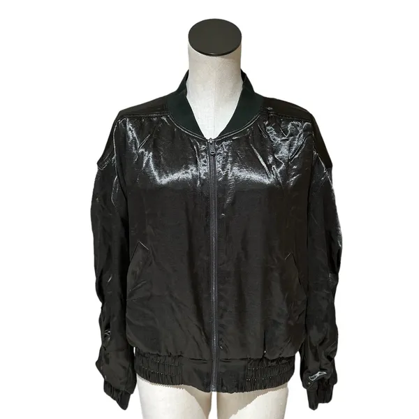 NWOT Free people movement X FP Luxe Satin Bomber Jacket Olive Green Small - Image 4