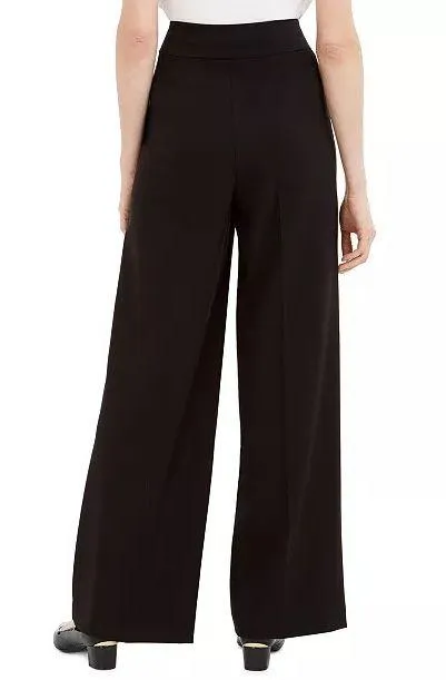 Calvin Klein Black Wide Leg Pants with pearl button detail - Image 2