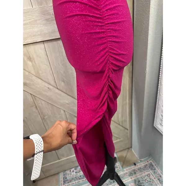 Fuschia Pink Asymmetrical Bodycon dress - Large - Image 7