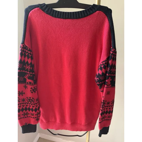 Disney Mickey Mouse Ugly Christmas Sweater Red Black Small - Image 2