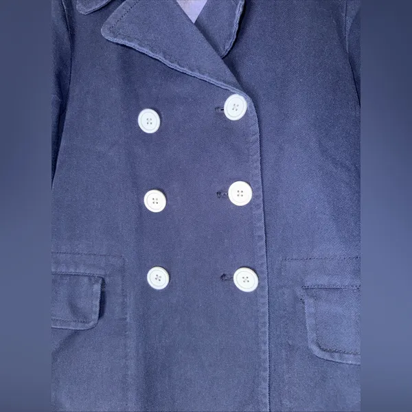 J. Crew Navy Cotton Twill Peacoat‎ White Button Coastal Core Size 4 - Image 3