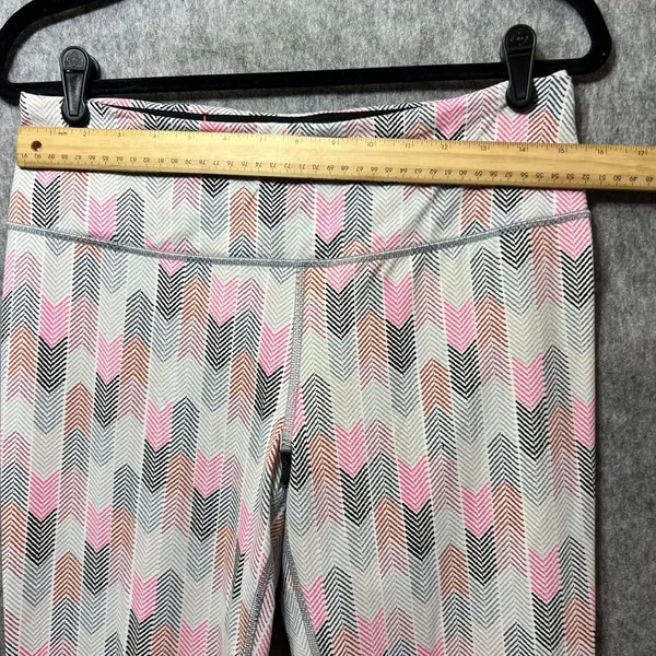 Victoria's Secret Victoria Sport Chevron Print Athletic Leggings Workout Yoga Pants‎ Pink Gray L - Image 2