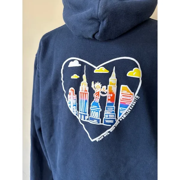 Roller Rabbit Navy Blue NYC Heart Hoodie Size Large - Image 4