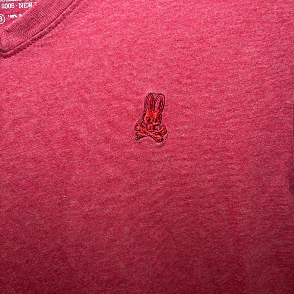 Psycho Bunny Men's X-Small Tee Shirt V-Neck Red Pima Cotton Classic Size 3 - Image 4