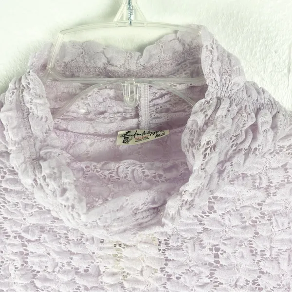 INTIMATELY FREE PEOPLE Lavender Sheer Long Sleeve Mock Neck Bodysuit Small Boho - Image 9