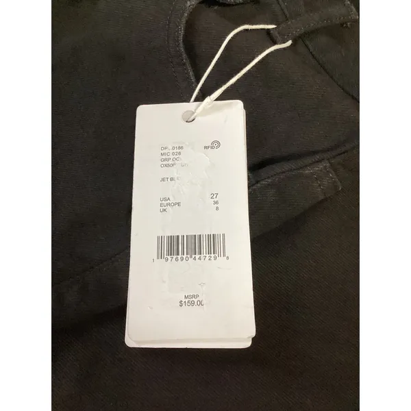 Le'ALX Western Belt Jeans Jet Black High Rise Straight Leg Raw Hem‎ Size 27 NEW - Image 8