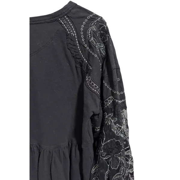 Free People‎ Penny Embroidered Peplum Top Black Women's Size XS - Image 9
