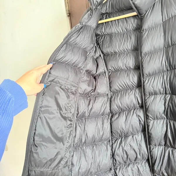 UNIQLO | Black Puffy Down Long Length Funnel Neck Jacket | Small - Image 6