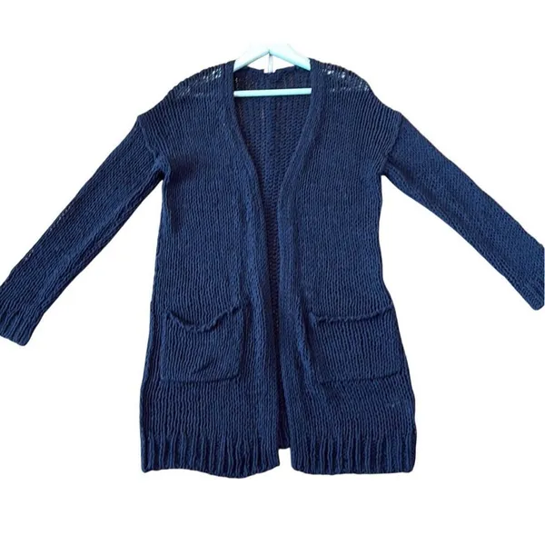 Free People Simply Sienna open knit longline cardigan navy M - Image 3