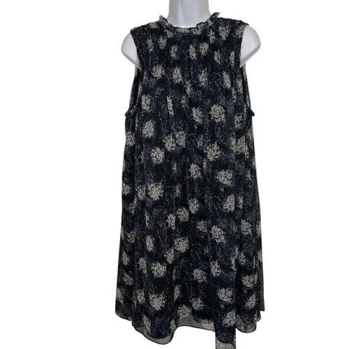 🆕 JOIE Limited Edition‎ Blue Baltic Print Smocked High Neck Dress NWOT Size L - Image 2