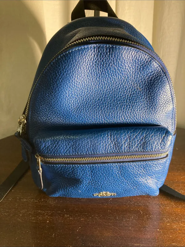 Coach Mini Pebbled Leather Backpack in Royal Blue - Image 2