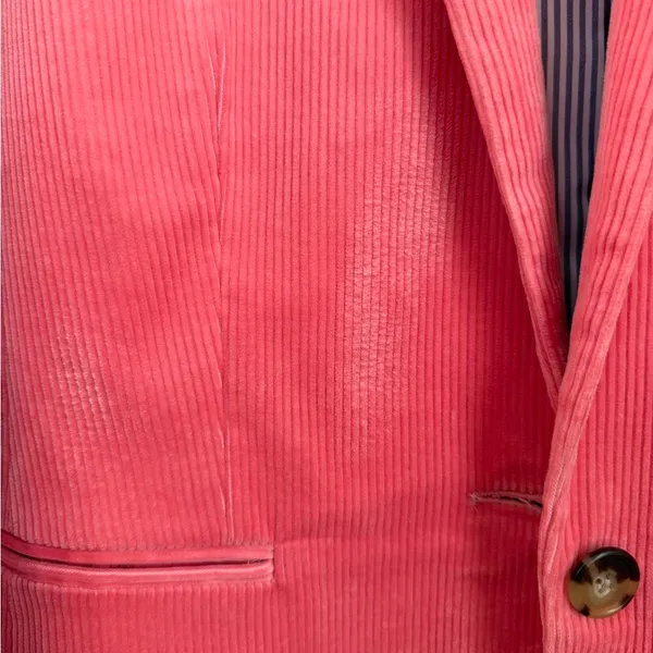 J. Crew Pink Corduroy Blazer with Yellow Collar Accent - Image 4