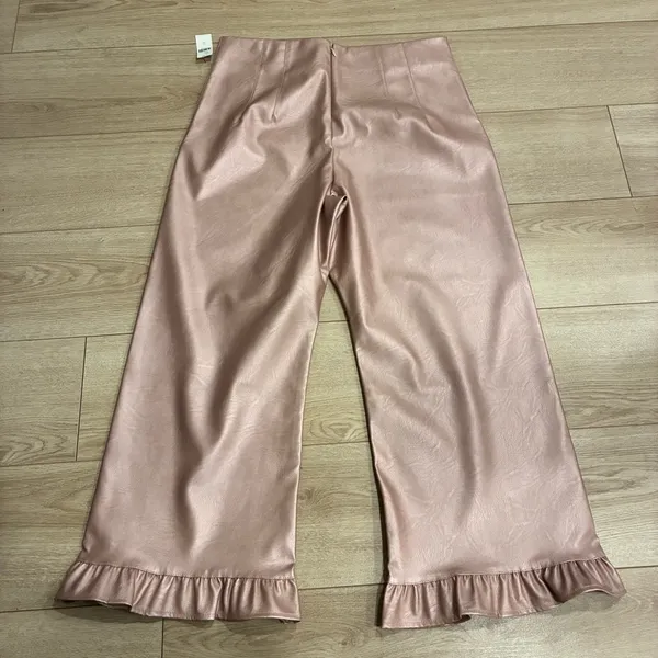 NWT Maeve x Anthropologie Colette Crop Metallic Faux Leather Ruffle Pant Size 33 - Image 9