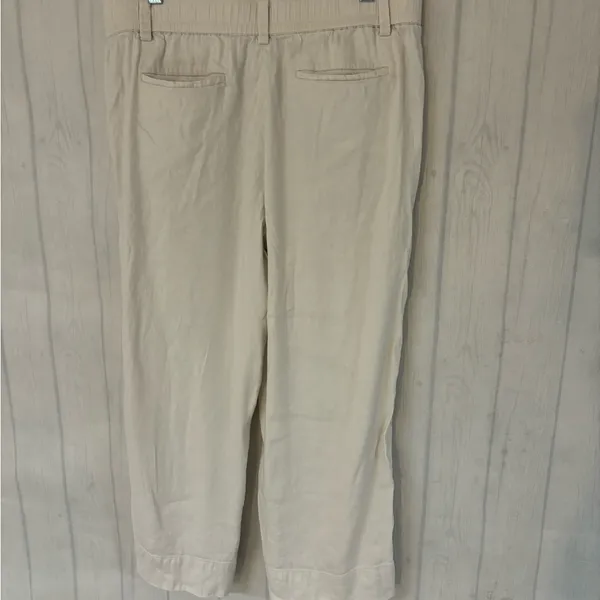 Loft Linen Julie Trouser Pants Womens Size Medium Ivory Straight Leg Cap… - Image 9