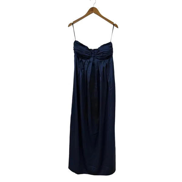 Lulus Memorable Entrance Dark Blue Strapless Satin Maxi Dress size M - Image 4