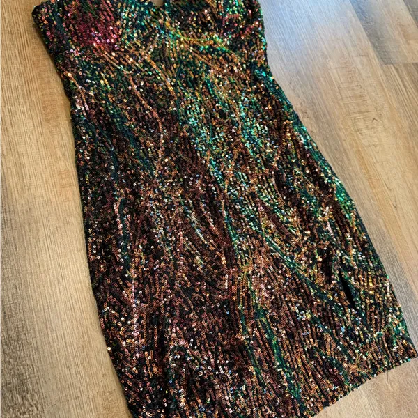 City Studio Multicolor Sequin Bodycon Mini Dress juniors size 7 - Image 2