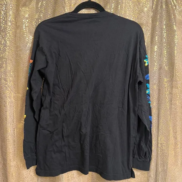 PINK Victorias Secret Black Tropical Floral Sequin Bling Long Sleeve Top Small - Image 2