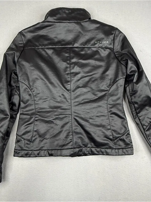 Spyder Womens XXS Black Shimmer Moto Softshell Jacket Full Zip Fitted - Image 3