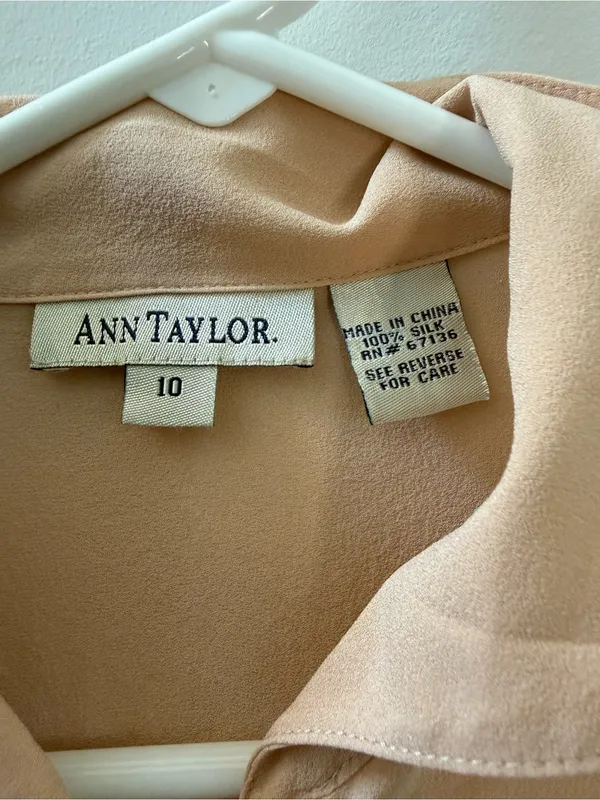 Ann Taylor Soft Cream Silk Button-Front Blouse - Image 4