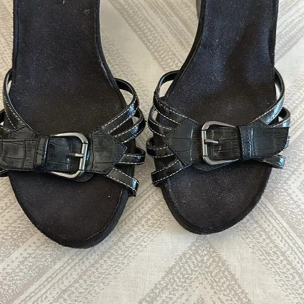 A2 Women’s Black Strappy Wedge Sandals - Size 10 - Image 2