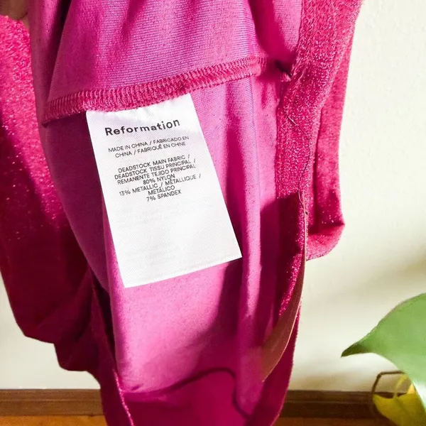 New Reformation Breslin Dress - Pink Sparkle Size XL - Image 8