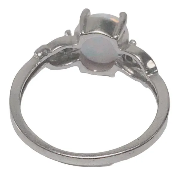 Oval Shape Opal Silvertone Ring 7.75 - Image 4