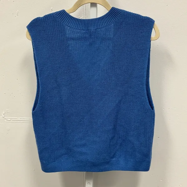 Talbots Blue Wool Blend V-Neck‎ Knit Sweater Vest Sleeveless Small Minimalist - Image 2