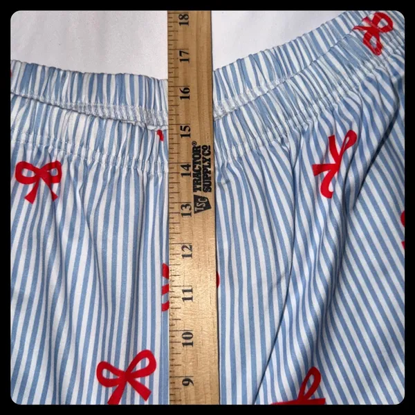 Unbranded Pajama Set Women 4X Blue Red Striped Bow Print Sleepwear Loungewear - Image 6