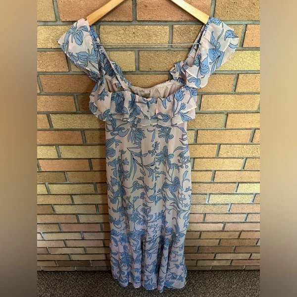Lulu’s Adelaide Blush Floral Print Off-the-Shoulder Maxi Dress Size XS - Image 5