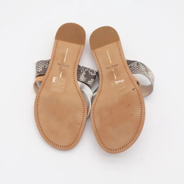 Dolce Vita Sandals Women 8.5 Paddy Tan Silver Snakeskin Strappy Slide Excellent - Image 10