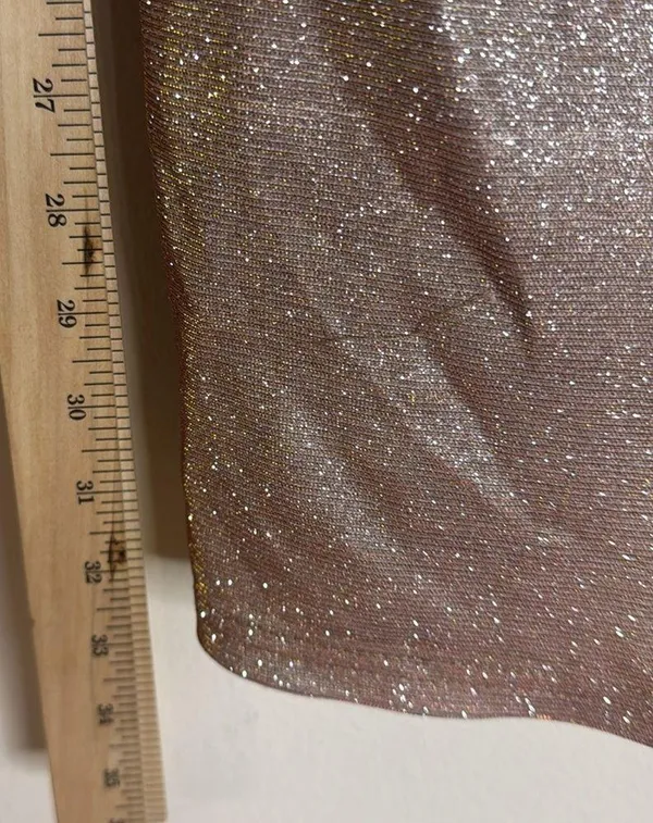 Elegant LOW-CUT GLITTER CAMI DRESS in apricot ladies size medium stretch cute - Image 8