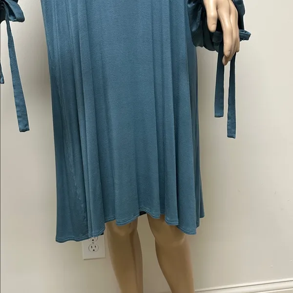 American Eagle Dark Teal Green Long Sleeve Criss Cross Back swing dress size XL - Image 7