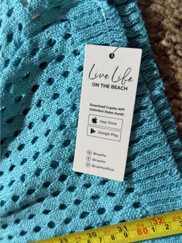 Cupshe Turquoise Blue Crochet Swim Coverup - Image 5