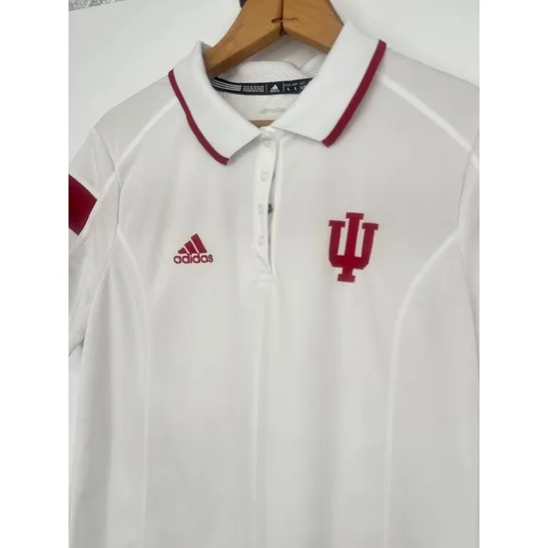 Indiana University Hoosiers Adidas‎ Climalite Polo Women's White Red Size Large - Image 2