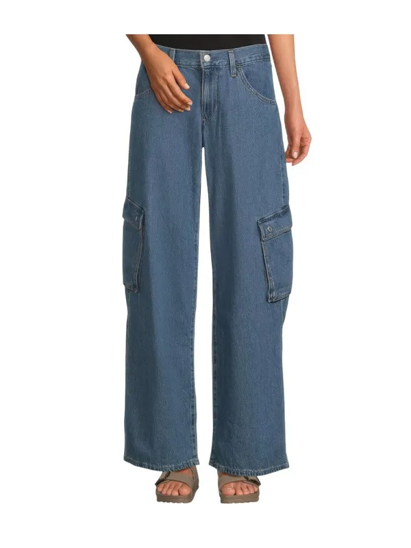 Levi's Womens Superlow Loose Snap Zip Fly Jeans 94417325 All Over Blue 29X32 - Image 11
