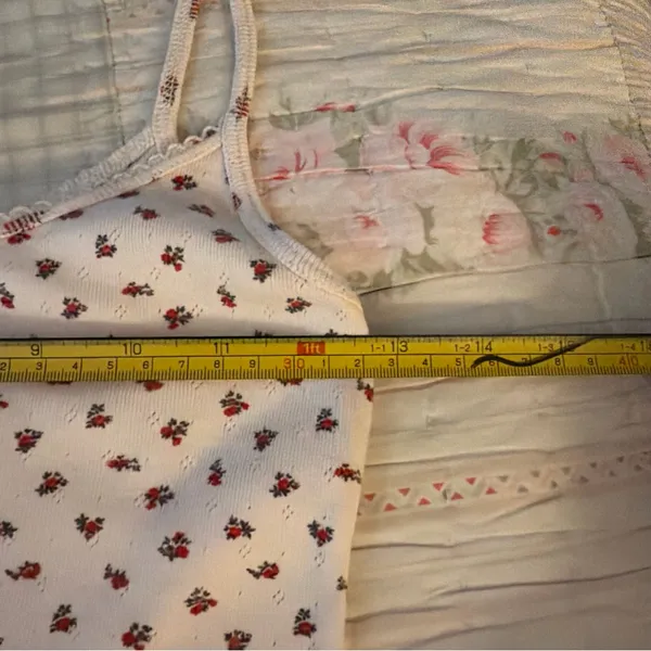 Brandy Melville White Tank Top with Red Floral Pattern - Image 5