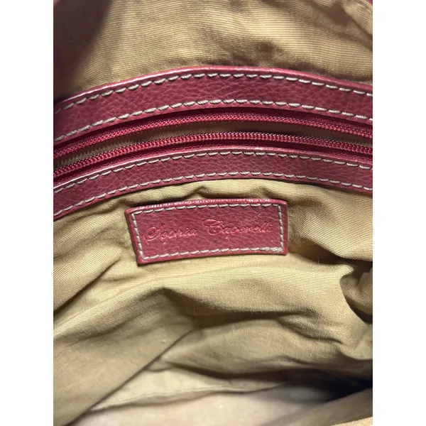 Sophia Caperelli Shoulder Bag Small Monogram Tan Brown Red Leather Trim‎ Trim - Image 5