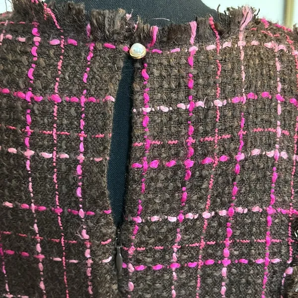 Majorelle Brown and Pink Vintage Sleeveless Tweed Dress - Image 6