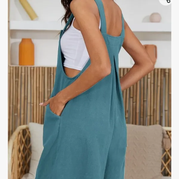 Short overalls Summer Casual Adjustable straps Loose linen short Bib Jumpsuit s - Image 4