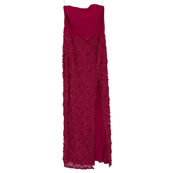 Lulus Ravishing Appeal Fuchsia 3d Floral Applique Strapless Maxi Dress Pink NWT - Image 2