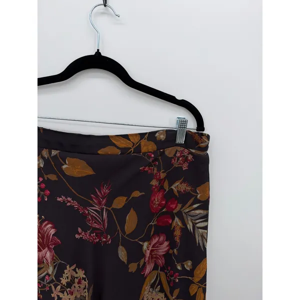 Westport 1962 Floral Chiffon Midi Skirt L Brown Burgundy Boho Y2K Romantic - Image 6