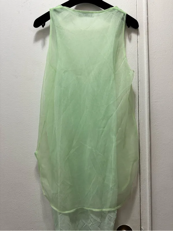 ZARA Light Mint Sheer Layered Tank Top - Image 4