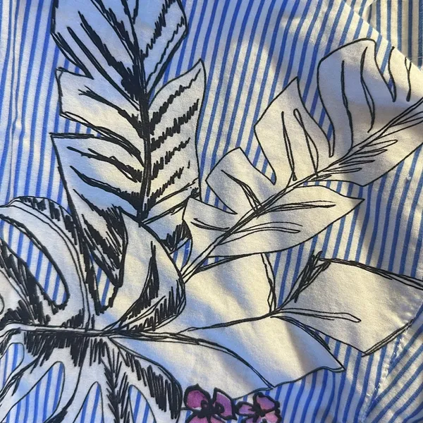Zara Blue Striped Jumpsuit with Floral Embroiderysize M - Image 3