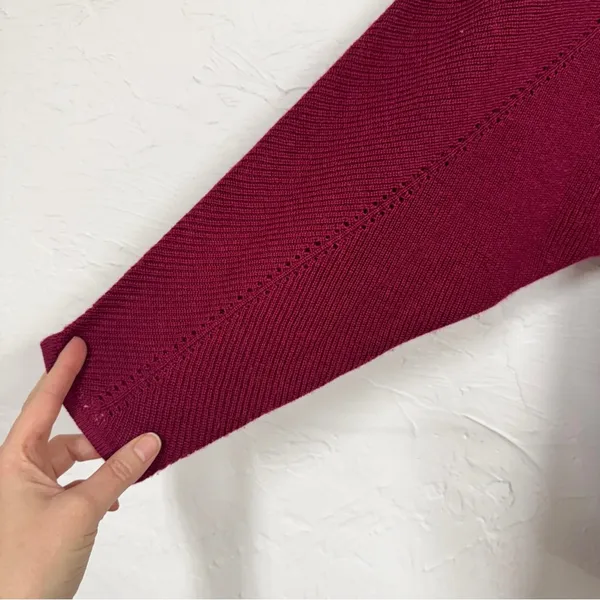 City Chic Burgundy Boat Neck Slouchy Sweater Womens 16 Boho Casual Oversized - Image 5