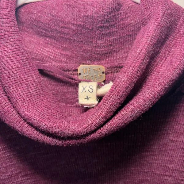We The Free People Purple‎ Split Back Turtleneck Sweater Top XS boho lagenlook - Image 5