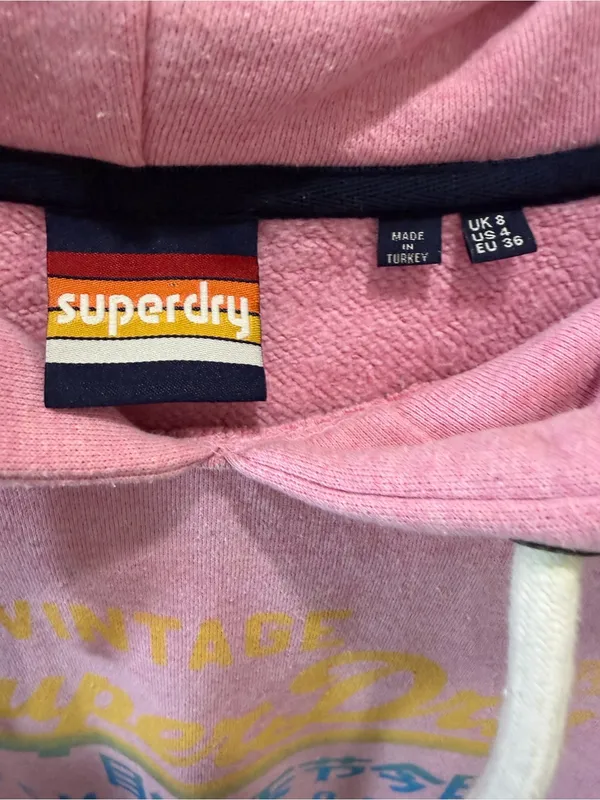 Superdry Vintage Logo Premium Faded Hoodie US 4 - Image 5